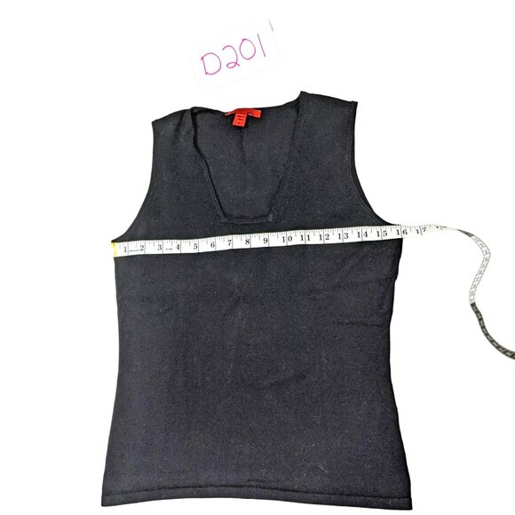 Red Medium Sleeveless Black 71% viscose/29% nylon  Knit Top  41b - Picture 5 of 9
